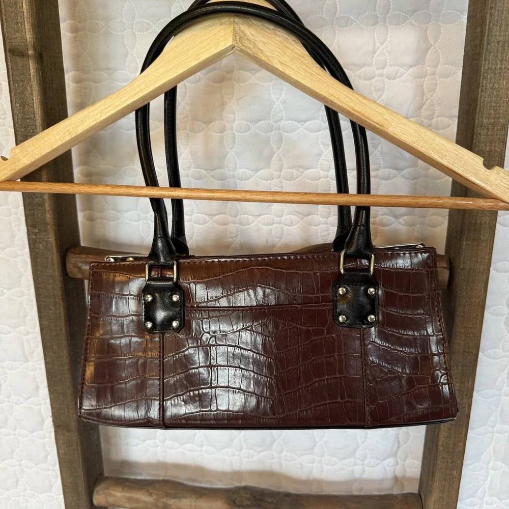 BRIGHTON ALLIGATOR EMBOSSED SATCHEL HANDBAG Embellishment Western Chic - Picture 9 of 16